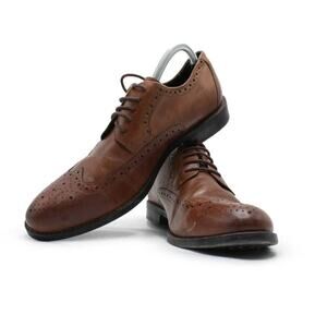 Stacy Adams Brown Leather Dunbar Wingtip Oxford Cognac Dress Shoes Size 13